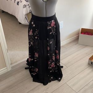 Black Floral Skirt